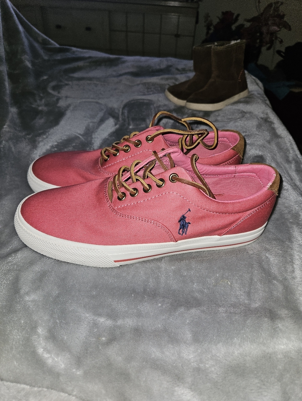 Polo by Ralph Lauren Men’s Pink Canvas Low-Top Sneakers